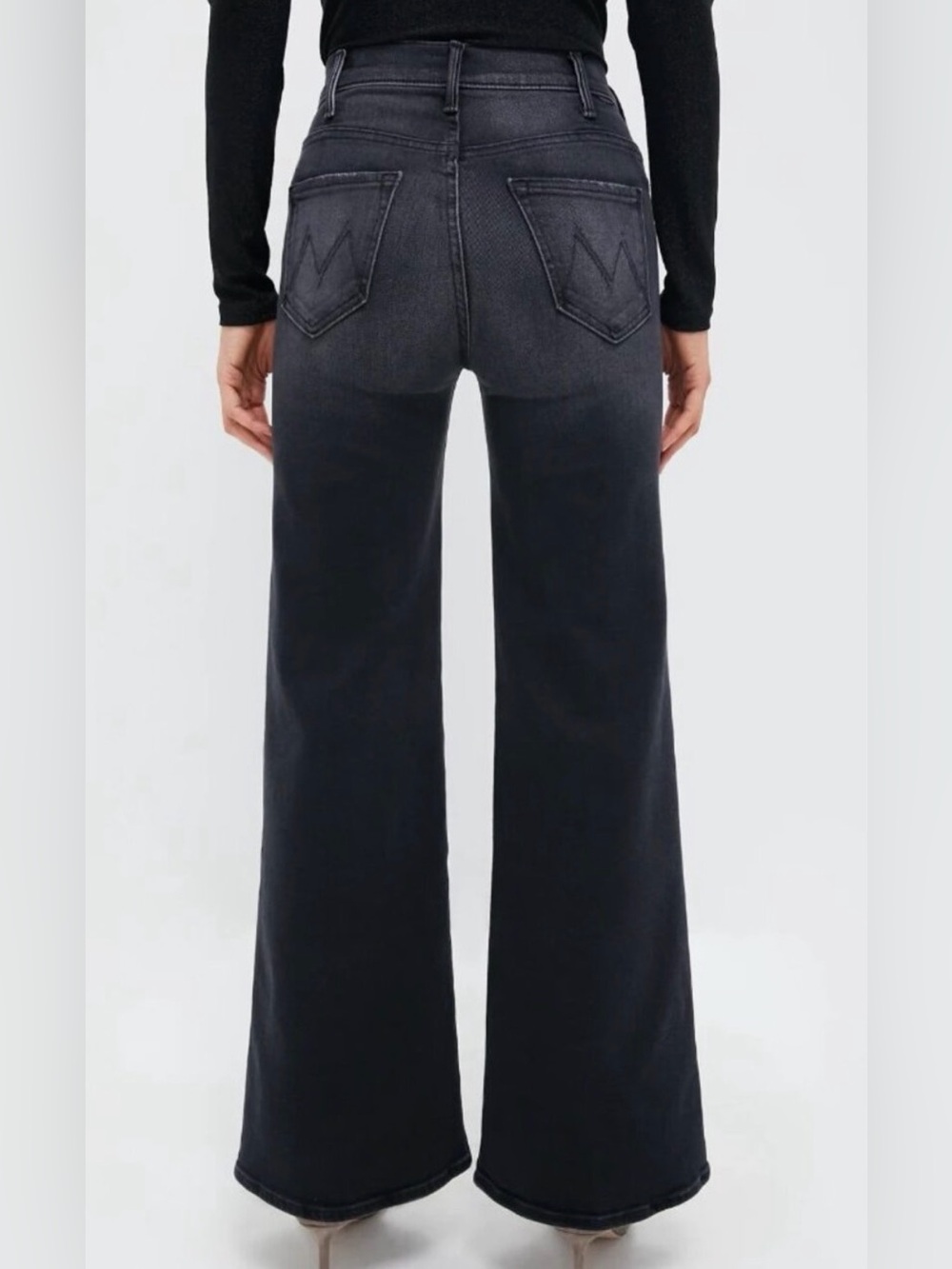 MOTHER Black Washed Wide Leg Jeans - Picture 2 of 7